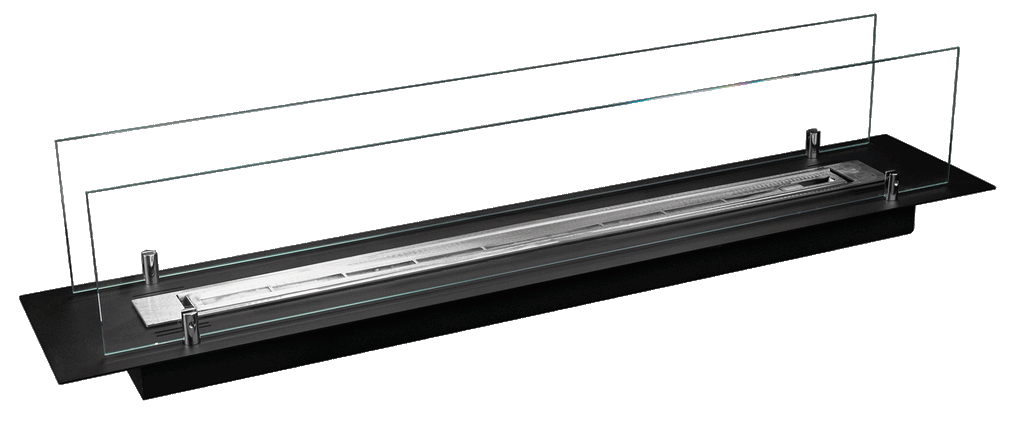 Biofireplace built-in inser 100cm black matte with glass