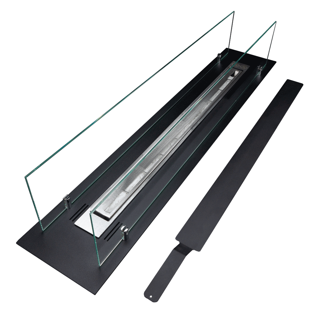 Biofireplace built-in inser 100cm black matte with glass