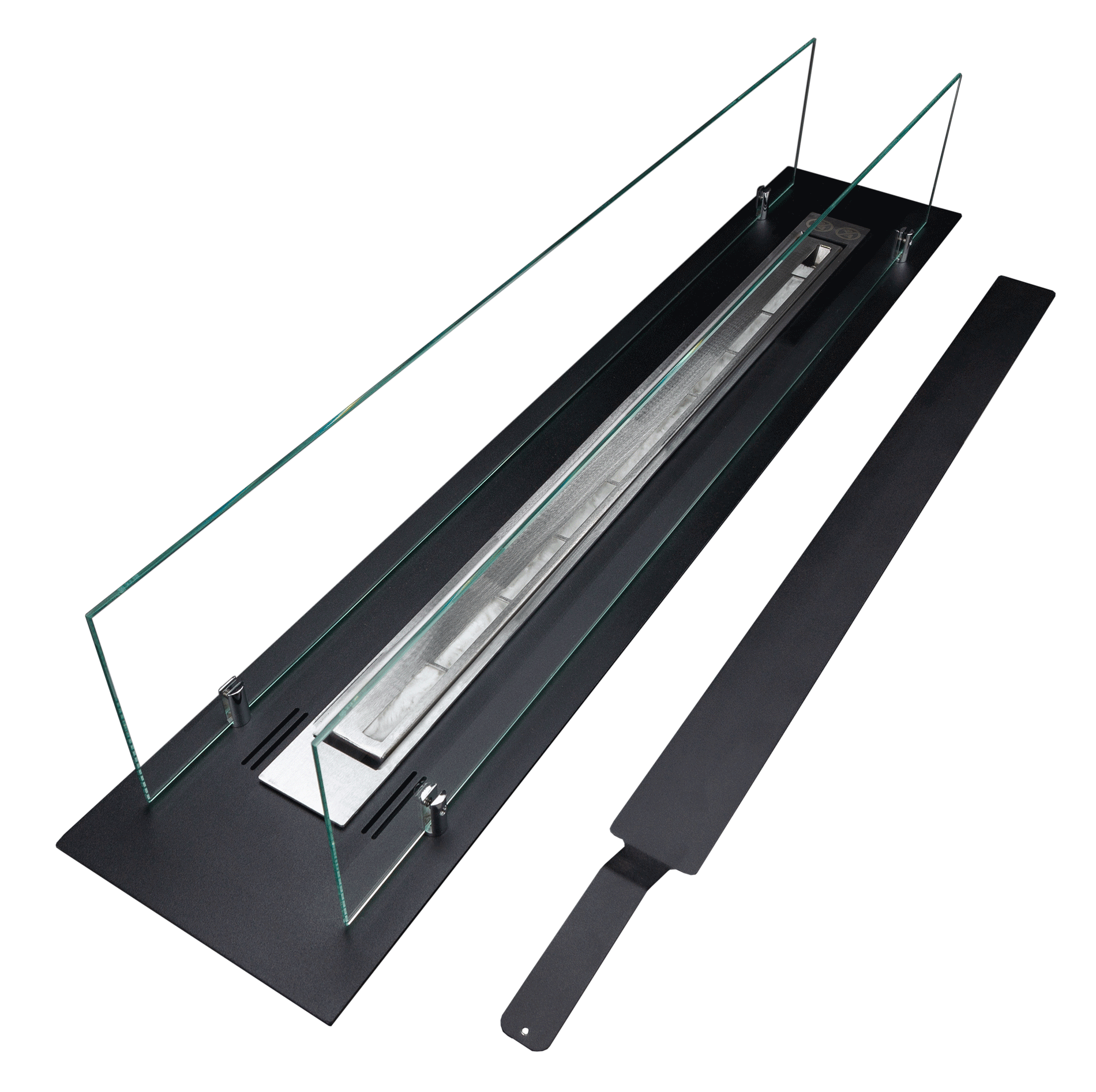 Biofireplace built-in inser 100cm black matte with glass